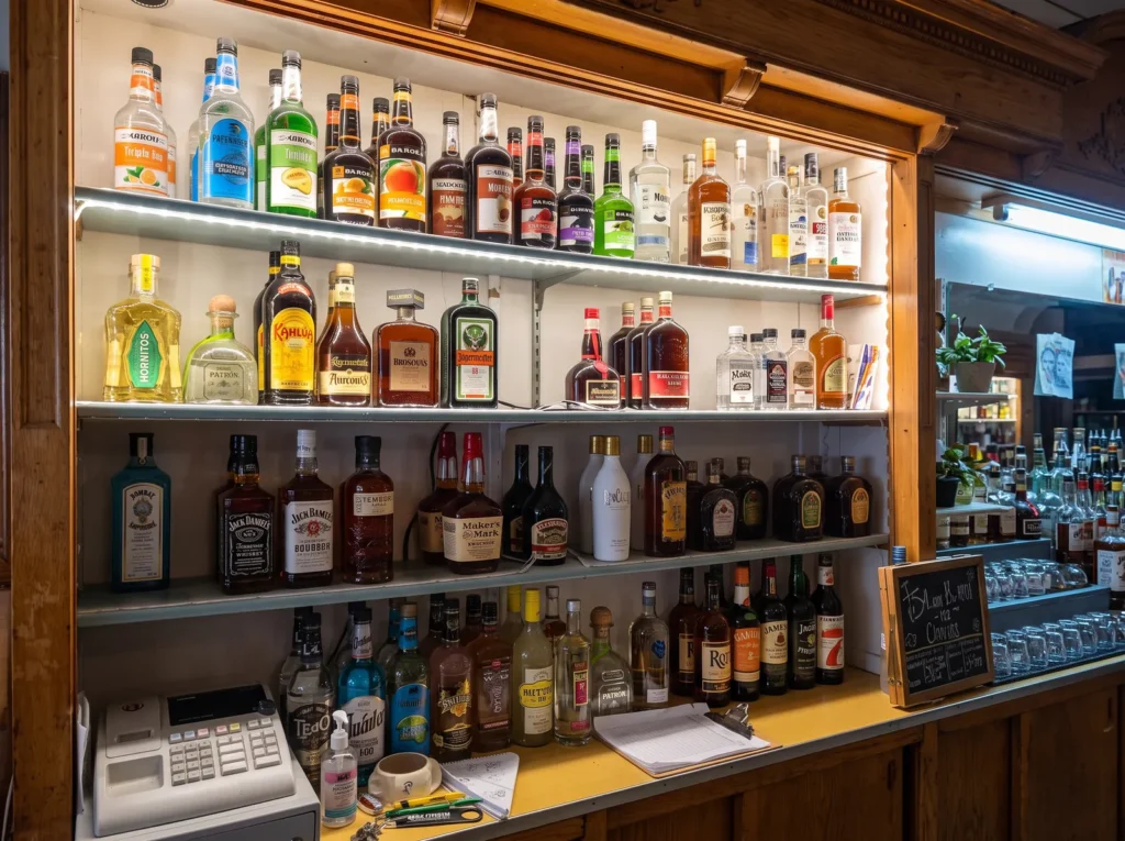 The back bar at Cranny's Club