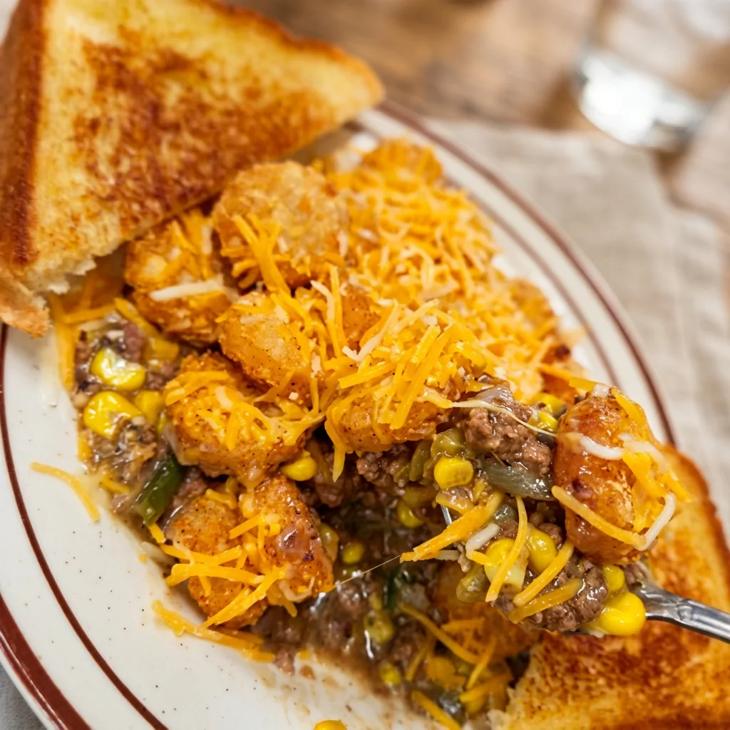 Seasoned Cranny Coins topped with cheese and Texas toast